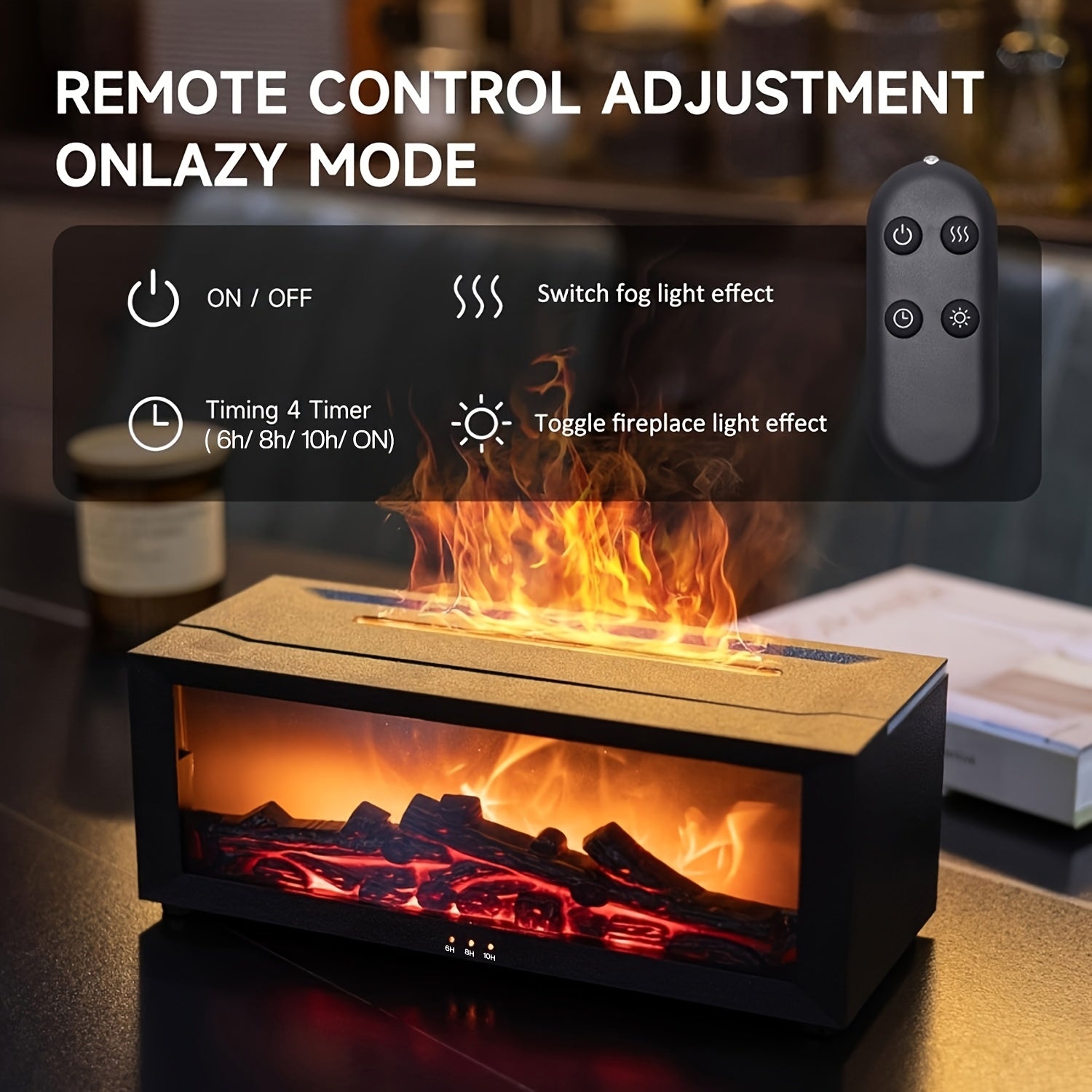 USB Powered Flame Aromatherapy Diffuser, Cool Mist Humidifier, Fireplace Essential Oil Diffuser with 7 Color Ambient Lights, Auto Shut-Off, Ideal Fragrance for Home, Office, Bedroom, Perfect Gift for Mothers' Day
